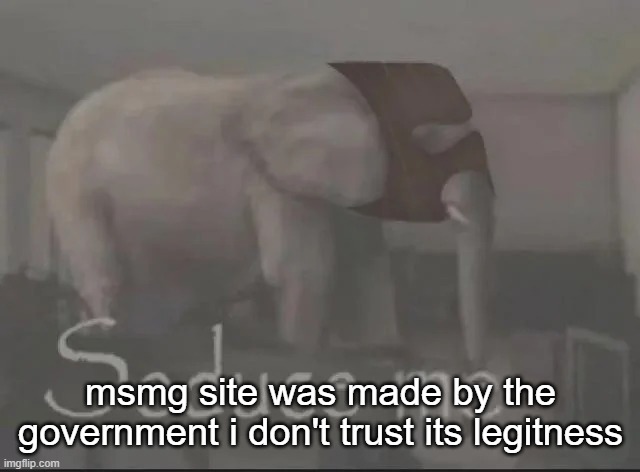 seduce me | msmg site was made by the government i don't trust its legitness | image tagged in seduce me | made w/ Imgflip meme maker