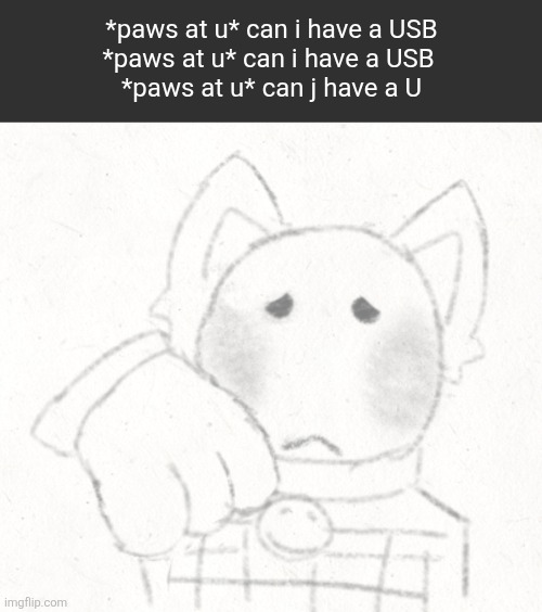 I became a failure ? | *paws at u* can i have a USB
*paws at u* can i have a USB 
*paws at u* can j have a U | made w/ Imgflip meme maker