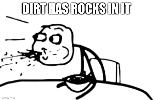 spitting out food | Dirt has rocks in it | image tagged in spitting out food | made w/ Imgflip meme maker
