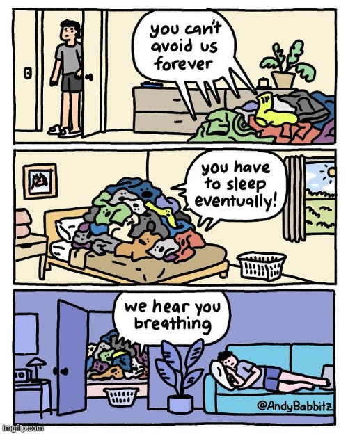 Laundry | image tagged in clothes,laundry,bed,house,comics/cartoons,comics | made w/ Imgflip meme maker