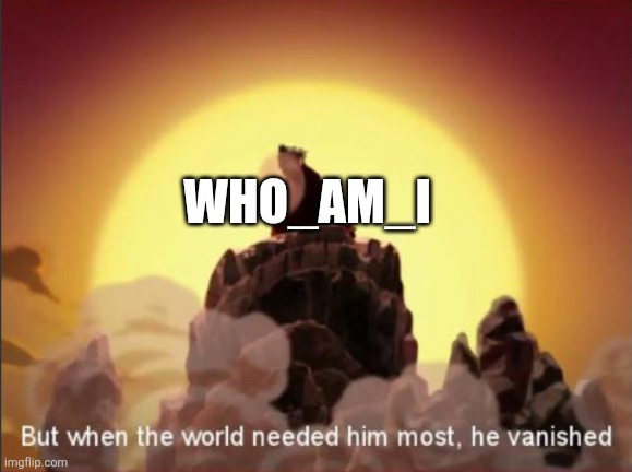 Apparently something happened to his account and that's why he stopped posting according to a random comment I saw | Who_am_i | image tagged in but when the world needed him most he vanished,avatar the last airbender,avatar,lol so funny,who_am_i,imgflip | made w/ Imgflip meme maker