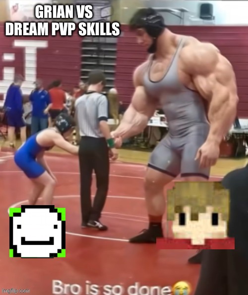 skinny guy versus muscular guy | Grian vs dream pvp skills | image tagged in skinny guy versus muscular guy | made w/ Imgflip meme maker