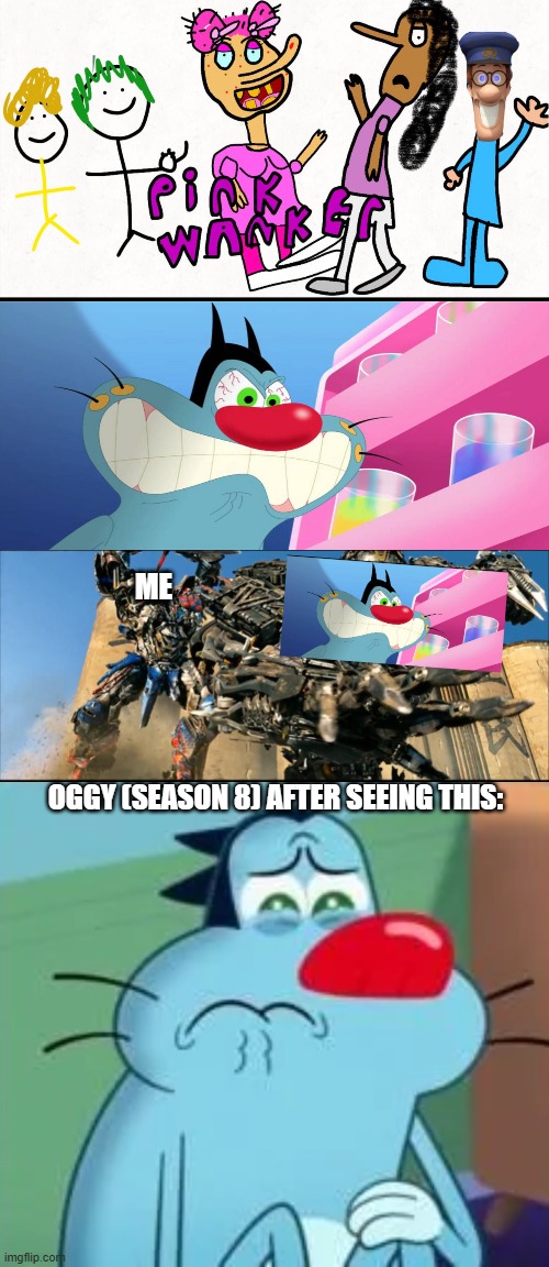Pink wankel haters need to grow up | Me; Oggy (Season 8) after seeing this: | image tagged in ruin this fill in meme 277,optimus prime kills lockdown,oggy crying season 8 | made w/ Imgflip meme maker