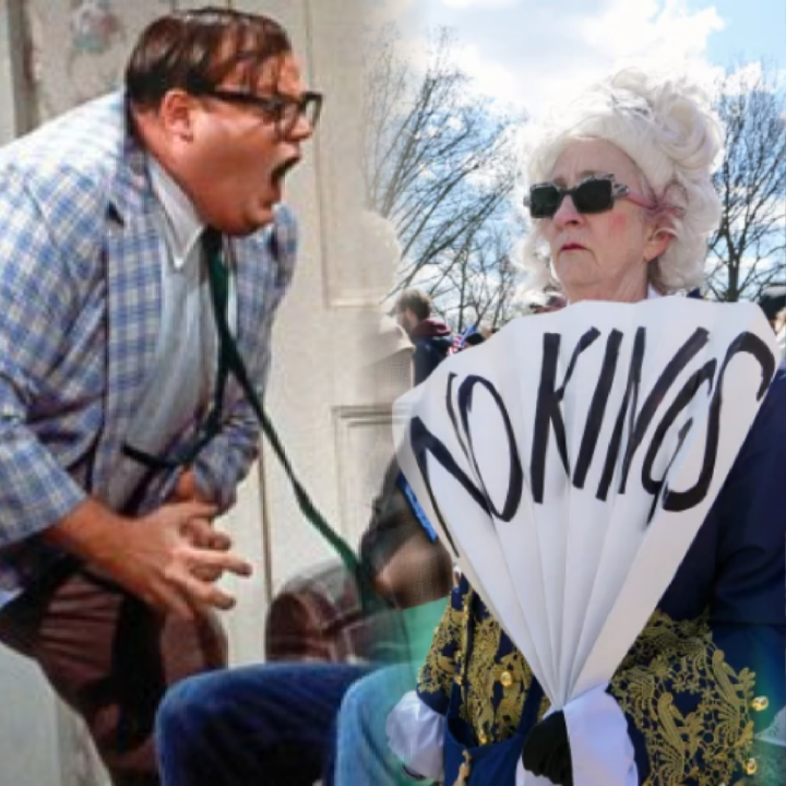 Chris Farley and no Kings protester Blank Meme Template