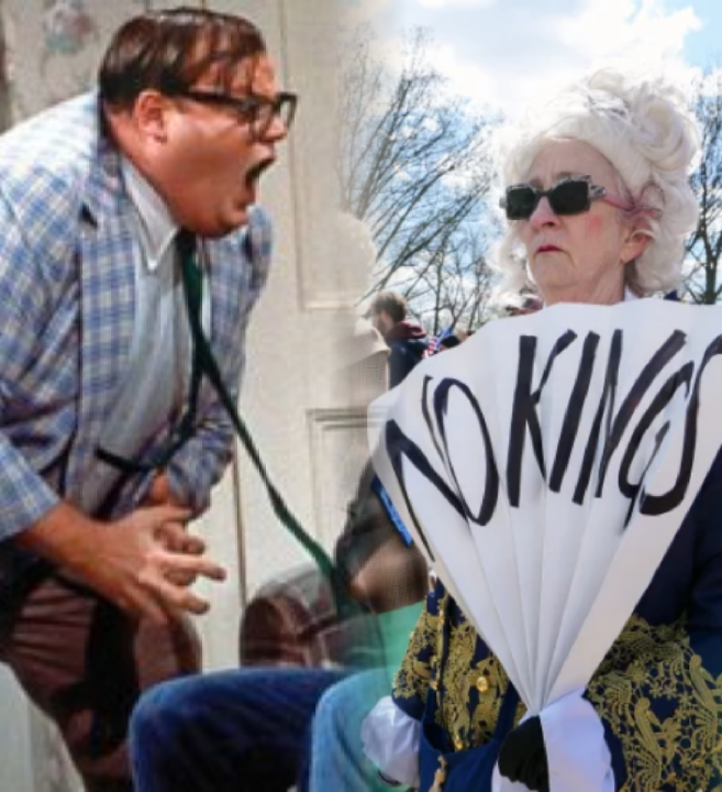 Chris Farley and no Kings protester Blank Meme Template