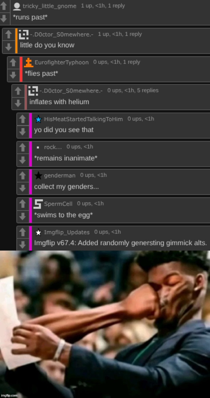 this is either the best or worst comment section of all time | image tagged in jimmy butler punched | made w/ Imgflip meme maker