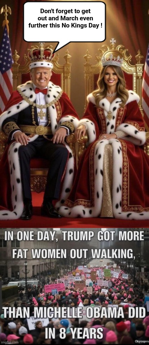 King Trump's improved Fitness program | Don't forget to get out and March even further this No Kings Day ! | image tagged in trump,king | made w/ Imgflip meme maker
