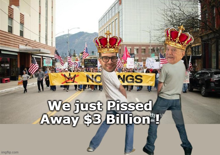 That could be free healthcare FOR THE ENTIRE COUNTRY ! | We just Pissed Away $3 Billion ! | image tagged in soros pissed away 3 billion no kings meme | made w/ Imgflip meme maker