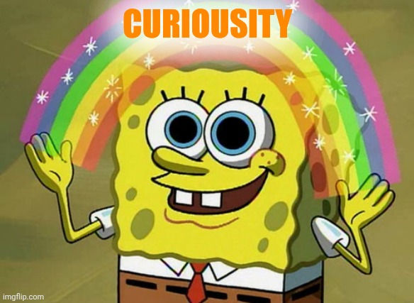 Curiousity | image tagged in memes,imagination spongebob | made w/ Imgflip meme maker