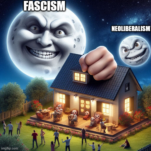 fascism vs neoliberalism | Fascism; Neoliberalism | image tagged in evil and worse | made w/ Imgflip meme maker