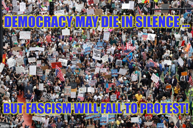 Democracy may die in silence ... But fascism will fall to protest! | made w/ Imgflip meme maker