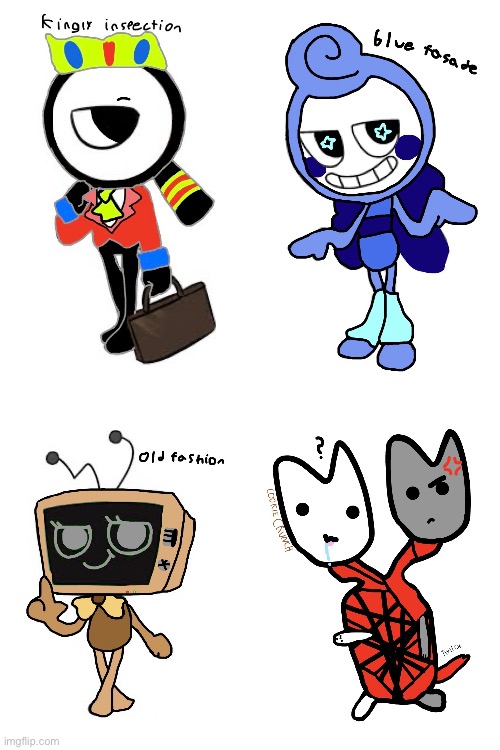 I HAAATE kingly inspection idk why i kept it (also rnd is just an old ahh drawing) | image tagged in blank white template | made w/ Imgflip meme maker