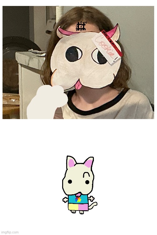 Cosplay of my OC Cookie / cosplays of CRUNCH and cRuMbL soon (“edit” by my sister) | image tagged in blank white template | made w/ Imgflip meme maker
