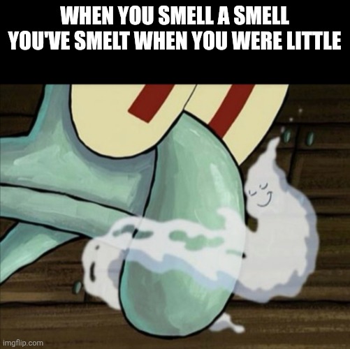 SNIIIIIIIIFFFF oh no the smell is fading SNIIIIIIFFFF NOOOO | When you smell a smell you've smelt when you were little | image tagged in squidward sniffs | made w/ Imgflip meme maker