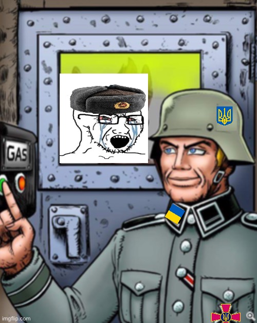 Ukrochad gasses communist. (This is for entertainment purposes only, I dont glorify violence or n@zism in the making of this) | image tagged in furry gassing,ukrainian,communists,communism,ukraine,based | made w/ Imgflip meme maker