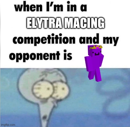 am I cooked? | elytra macing | image tagged in whe i'm in a competition and my opponent is | made w/ Imgflip meme maker