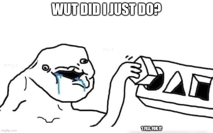 Stupid dumb drooling puzzle | wut did I just do? *I fell for it | image tagged in stupid dumb drooling puzzle | made w/ Imgflip meme maker