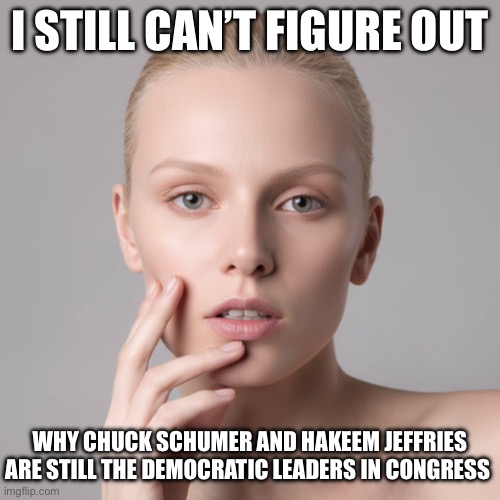I Still Can’t Figure Out Schumer and Jeffries | I still can’t figure out; Why Chuck Schumer and Hakeem Jeffries are still the Democratic leaders in Congress | image tagged in i still can't figure out,chuck schumer,hakeem jeffries,wimpy democrats suck | made w/ Imgflip meme maker