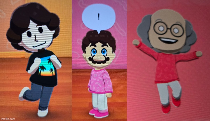 Me, Mario, and Dr. Beanies. My three Miis in the demo | made w/ Imgflip meme maker