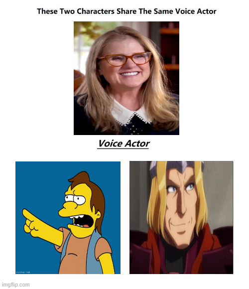 nancy cratwright | image tagged in same voice actor,the simpsons,nancy cartwright,overlord,anime,veterans | made w/ Imgflip meme maker