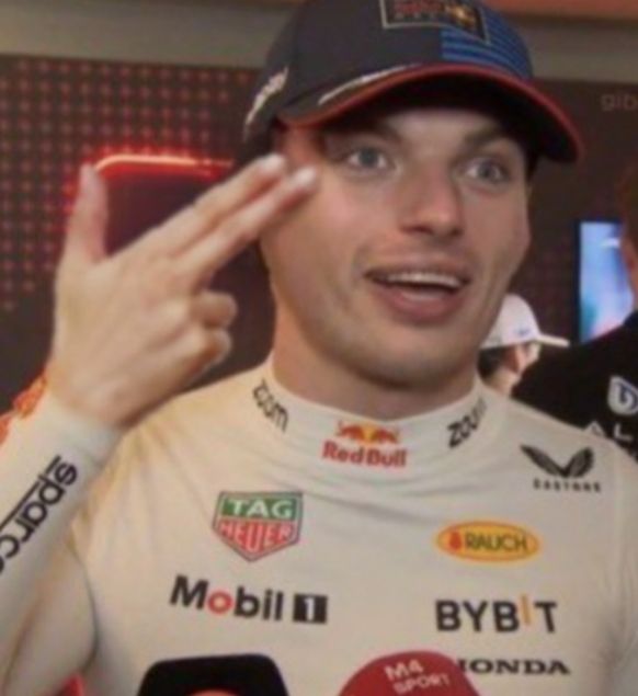 Max Verstappen finger guns head happy F1 Blank Meme Template