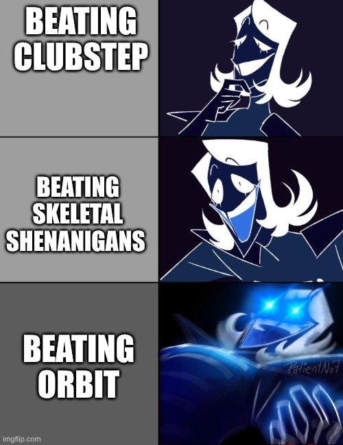 how it feels to win demons | beating clubstep; beating skeletal shenanigans; beating orbit | image tagged in roulx kaard epiphany | made w/ Imgflip meme maker