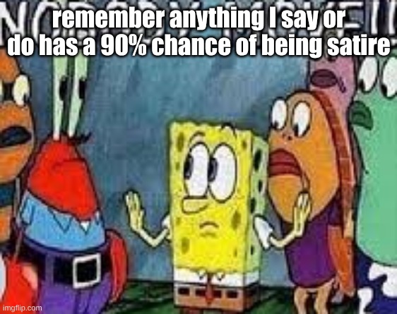 NOBODY MOVE!! | remember anything I say or do has a 90% chance of being satire | image tagged in nobody move | made w/ Imgflip meme maker