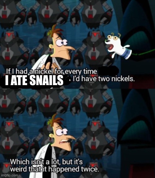 had a nickel for every time... i’d have 2 nickels | I ate snails | image tagged in had a nickel for every time i d have 2 nickels | made w/ Imgflip meme maker