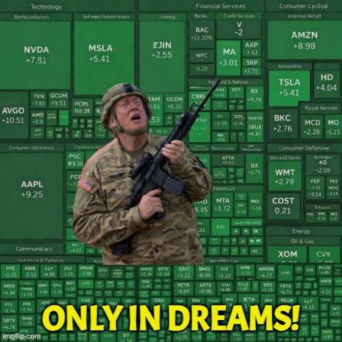 Trump lives in the land of make believe | Only in dreams! | image tagged in iran,israel,trump,maga,stock market,stock crash | made w/ Imgflip meme maker