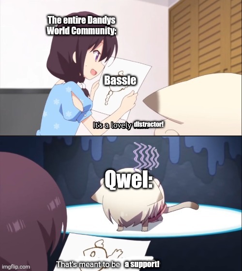 "She has 5 star movement speed" ok cool. You wanna know what's else she has? 4 STAR STEALTH!!! | The entire Dandys World Community:; Bassie; distractor! Qwel:; a support! | image tagged in that's supposed to be you,memes,roblox,roblox meme,dandy's world,dandy | made w/ Imgflip meme maker