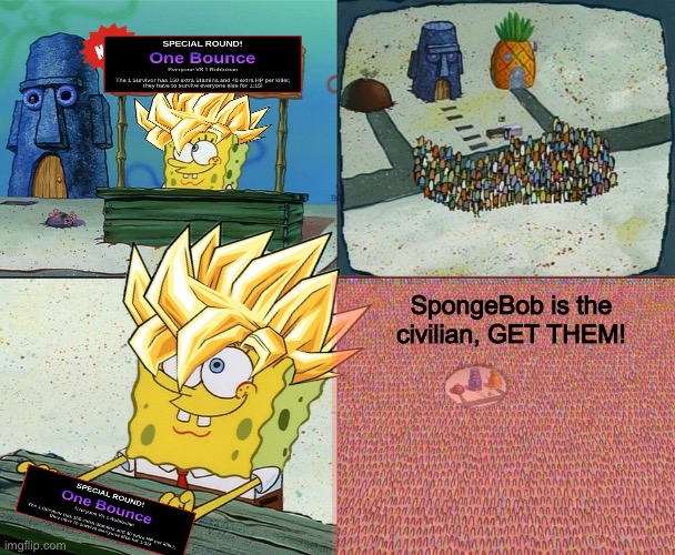 Spongebob crowd meme | SpongeBob is the civilian, GET THEM! | image tagged in spongebob crowd meme,dod | made w/ Imgflip meme maker