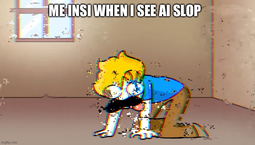 Dying Bryson | Me inside when I see ai slop | image tagged in dying bryson | made w/ Imgflip meme maker