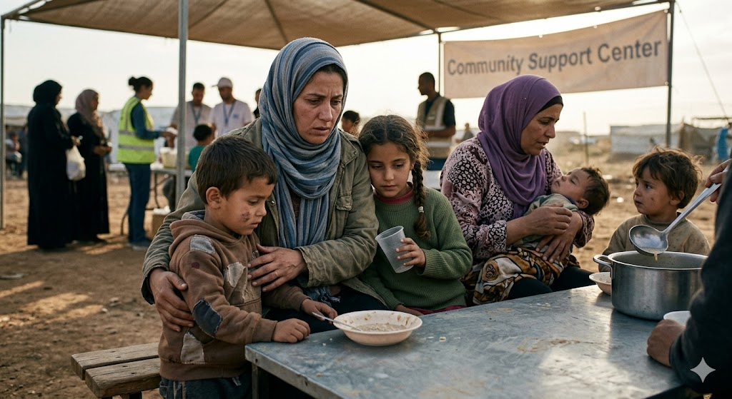 Women and kids refugee Blank Meme Template