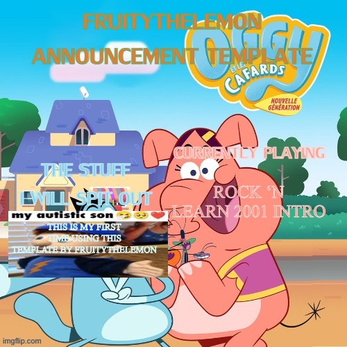 This is my first time using this template (original template credit: @FruityTheLemon) | Rock ‘n learn 2001 intro; This is my first time using this template by FruityTheLemon | image tagged in new announcement template | made w/ Imgflip meme maker