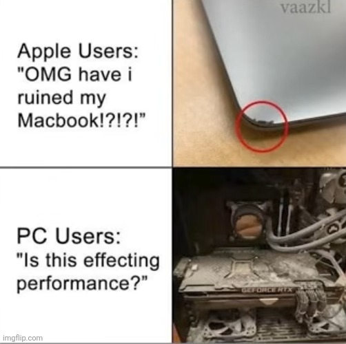 image tagged in apple,pc,macbook,comparison,so true,memes | made w/ Imgflip meme maker
