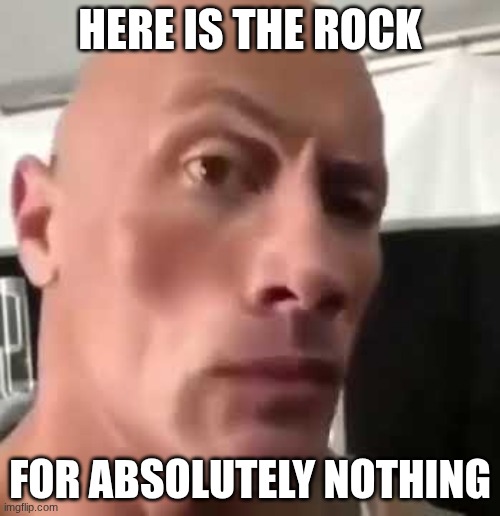 idk | Here is The Rock; For absolutely nothing | image tagged in the rock eyebrows | made w/ Imgflip meme maker