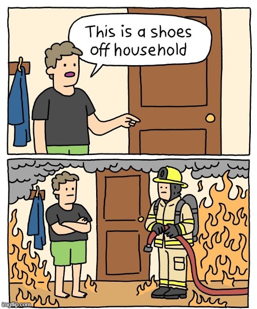 Shoes Off | image tagged in comics | made w/ Imgflip meme maker