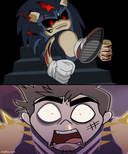 I fixed Beth William’s HH hateart again (aka Sonic.EXE vs Adam) | image tagged in sonic exe,beth william,deviantart,game jolt,hazbin hotel,adam hazbin hotel | made w/ Imgflip meme maker