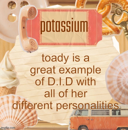 template (thanks shira) | toady is a great example of D.I.D with all of her different personalities | image tagged in template thanks shira | made w/ Imgflip meme maker