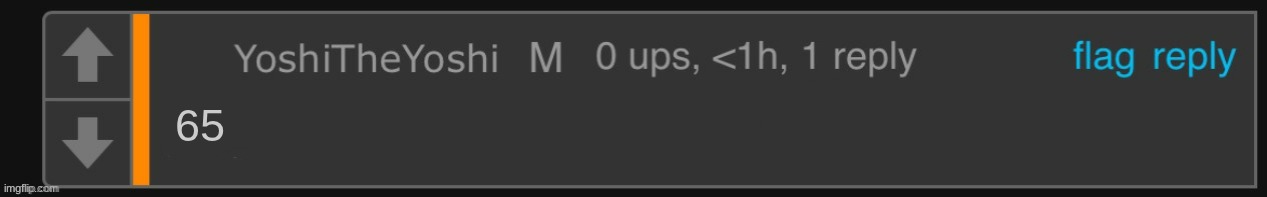 Yoshi's blank comment | 65 | image tagged in yoshi's blank comment | made w/ Imgflip meme maker