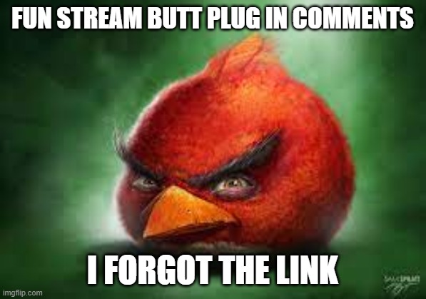 Realistic Red Angry Birds | fun stream butt plug in comments i forgot the link | image tagged in realistic red angry birds | made w/ Imgflip meme maker
