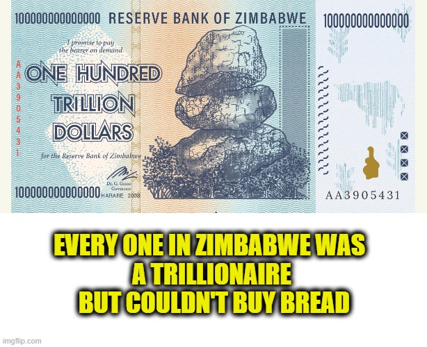 Every one in Zimbabwe was 
a trillionaire
 but couldn't buy bread | made w/ Imgflip meme maker