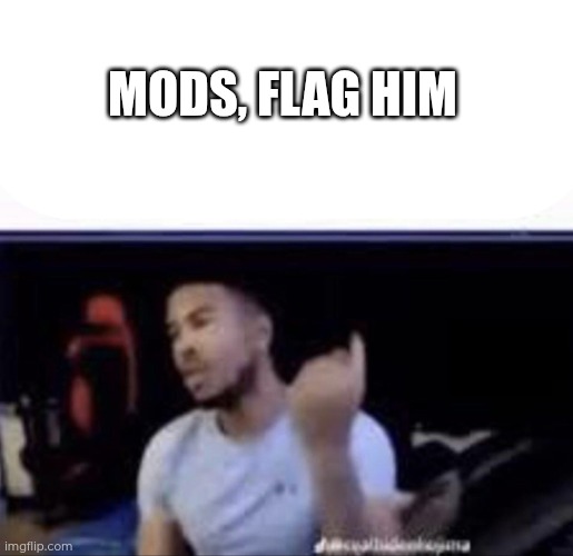 Mods, flag him | image tagged in mods crush his balls | made w/ Imgflip meme maker
