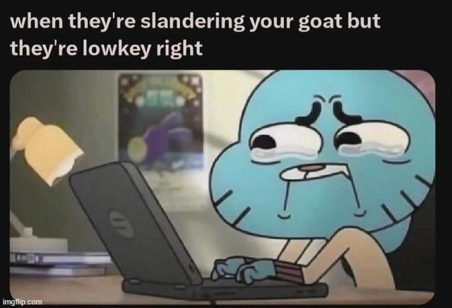 new temp | image tagged in when they are slandering your goat but they lowkey right | made w/ Imgflip meme maker
