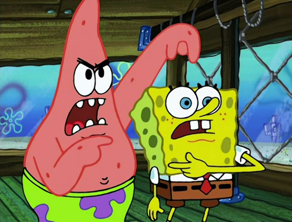 Spongebob Patrick pointing Blank Meme Template