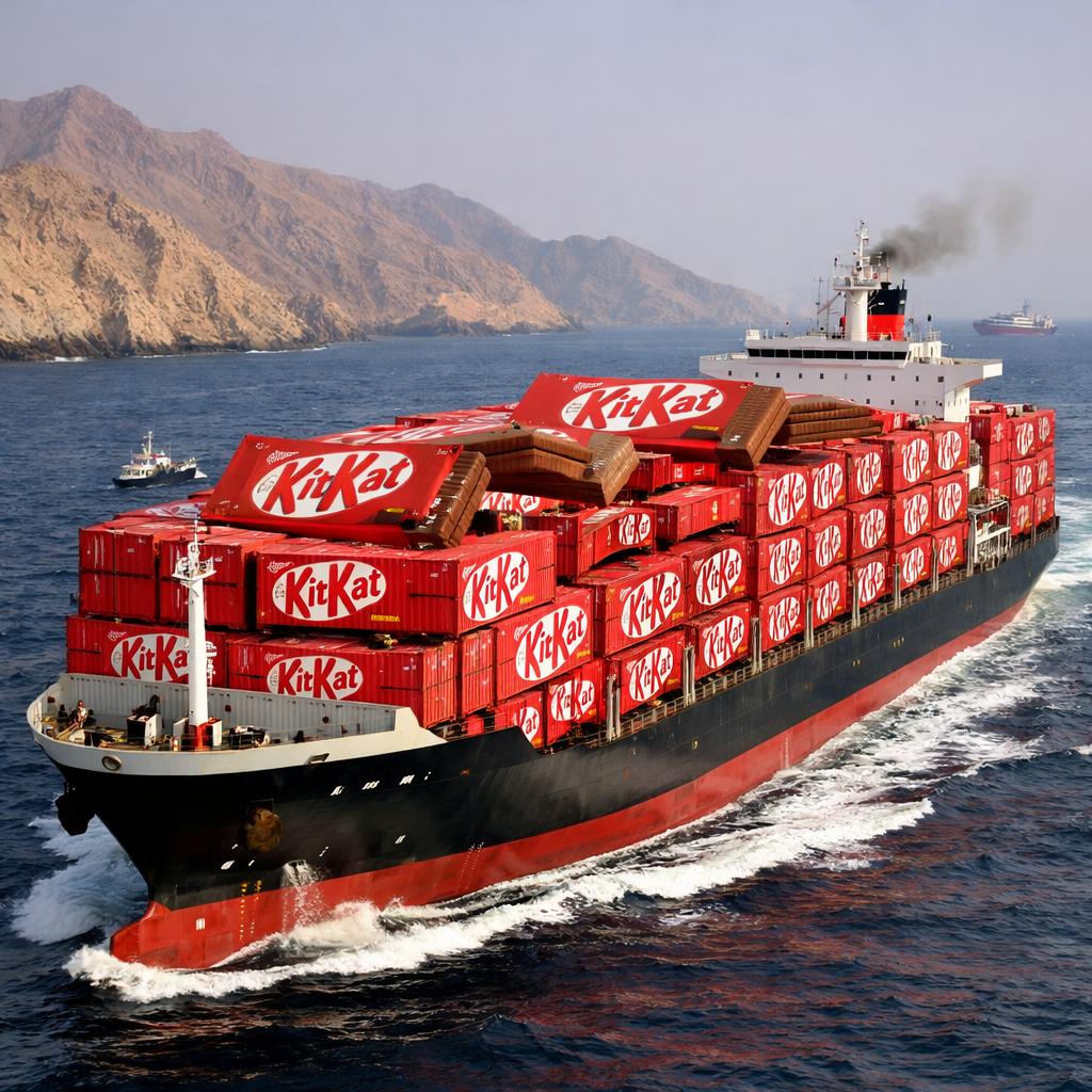 ship loaded with Kit Kat bars at the Hormuz Strait Blank Meme Template