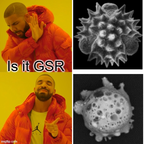 Is it Gun Shot Residue? | Is it GSR | image tagged in memes,drake hotline bling,forensic chem,gsr,pollen | made w/ Imgflip meme maker