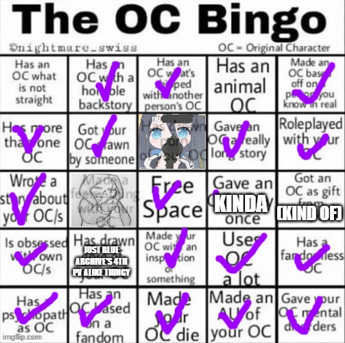 *cough* since everyone's doing this here, maybe I might post this as well- | kinda; (kind of); just blue archive's 4th pv alike thingy | image tagged in the oc bingo | made w/ Imgflip meme maker