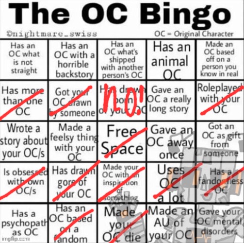 The OC bingo | image tagged in the oc bingo | made w/ Imgflip meme maker