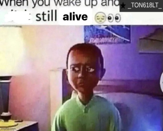 i can't delete until theodore gets 10k | image tagged in when you wake up and still alive | made w/ Imgflip meme maker